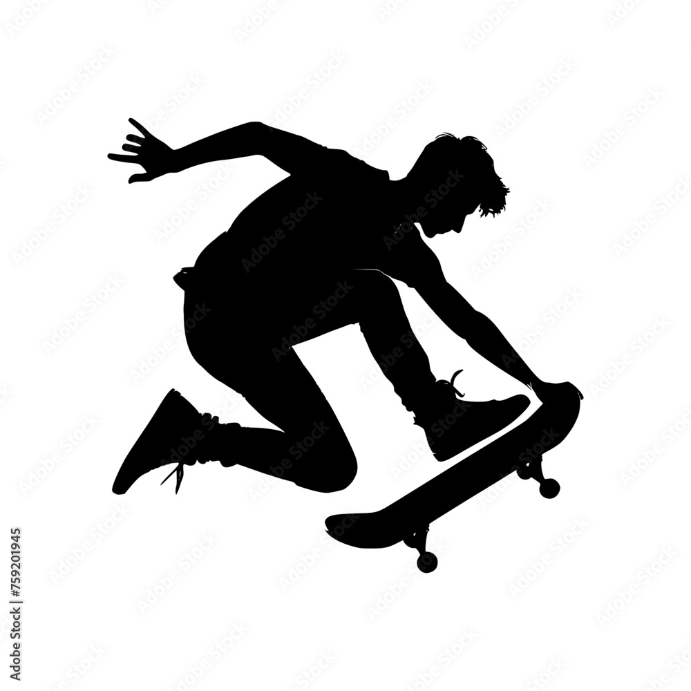 Silhouette of a man doing a skateboard trick. vector illustration of a man jumping on a skateboard. Silhouette of a man doing a skateboard trick. vector illustration of a man jumping on a skateboard.