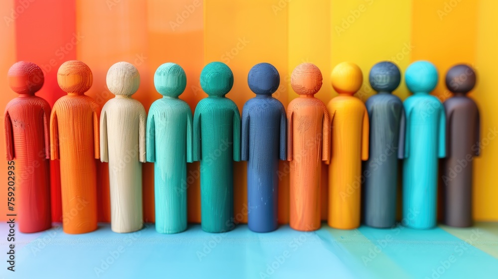 Multicolored figurines symbolizing diverse community Multicolored figurines symbolizing diverse community