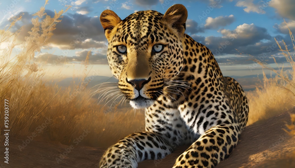 Fototapeta premium A leopard looking back to cameras , high quality photo