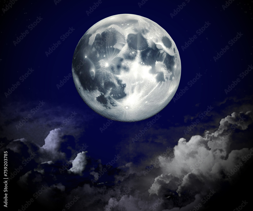 Sky with clouds on a moonlit night