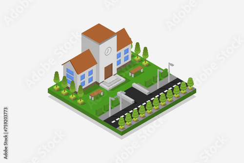 Isometric school building