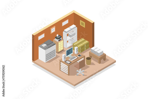 Isometric print shop