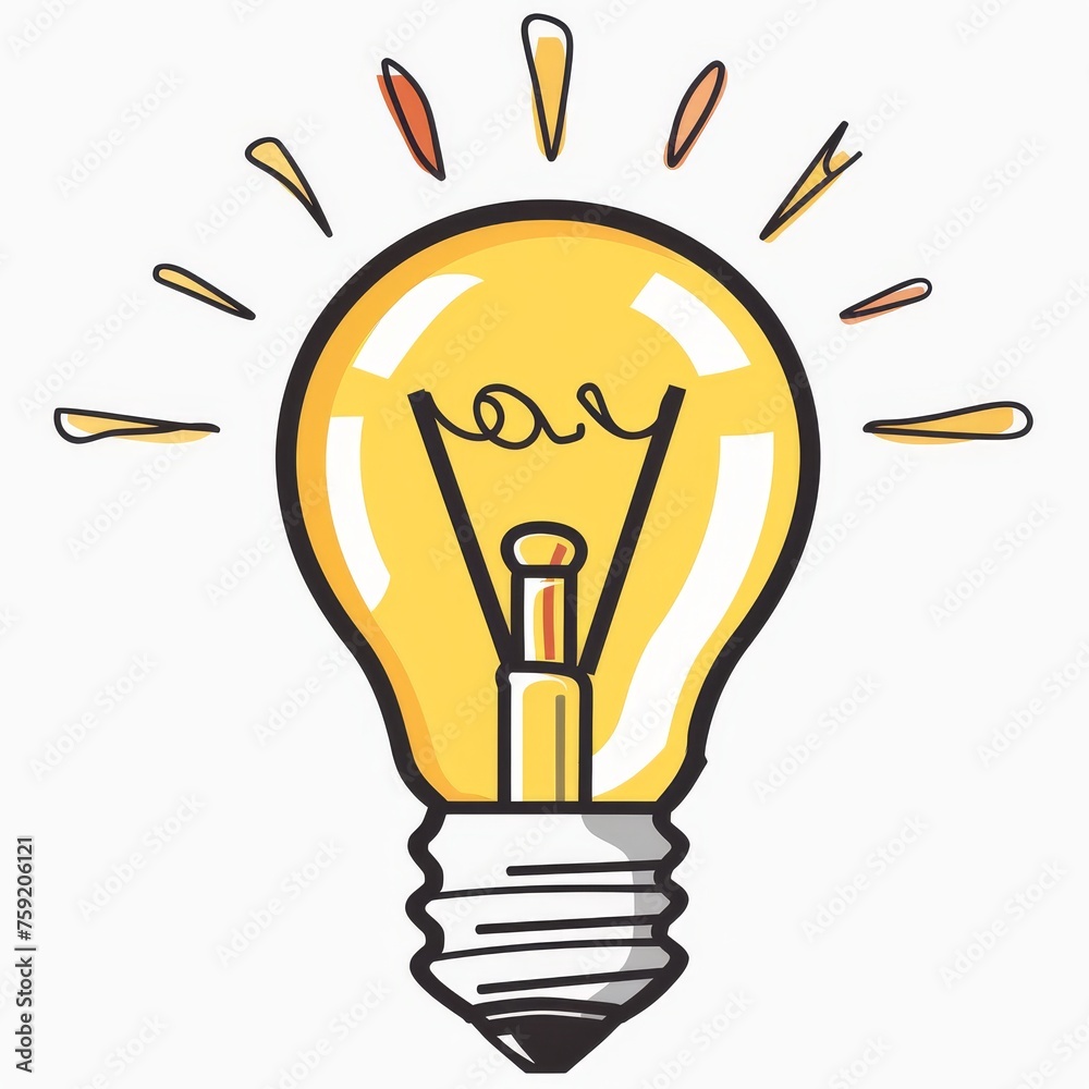 bright light bulb symbolizing creative idea, on white background, generative AI bright light bulb symbolizing creative idea, on white background, generative AI