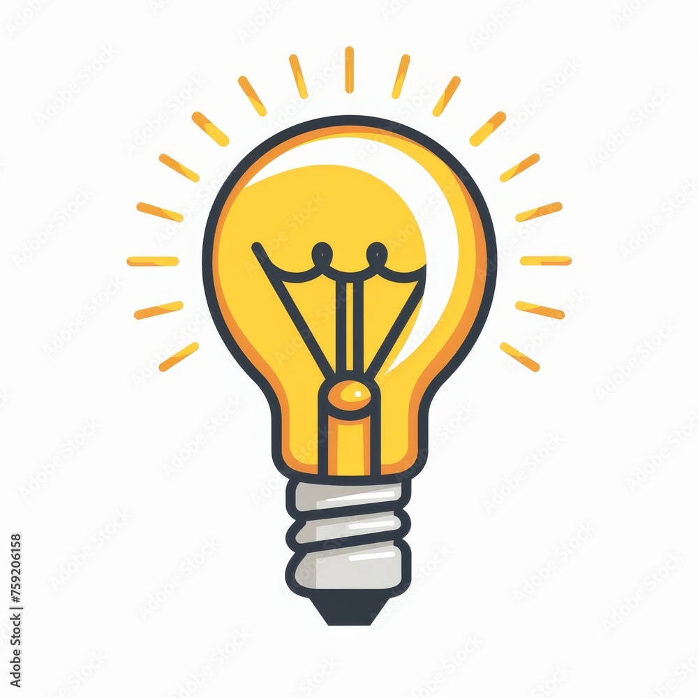 bright light bulb symbolizing creative idea, on white background, generative AI