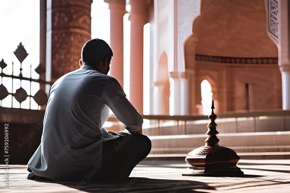 silhouette of a person worshiping in a holy place