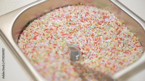 Multicolored sprinkles topping photo