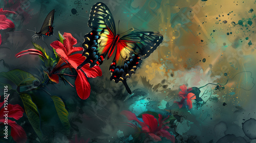 Painted jezebel Butterfly on a flower -1.jpg, Painted jezebel Butterfly on a flower photo