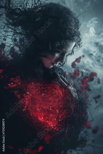 Gothic Woman with an abstract heart