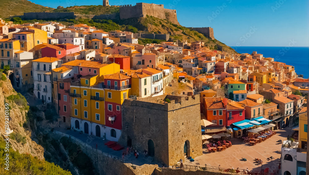 beautiful city of Sardinia, Italy traditional