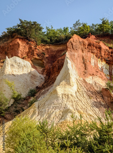 Nature park, Ochre trail called Provencal Colorado in Rustrel town, Provence in France