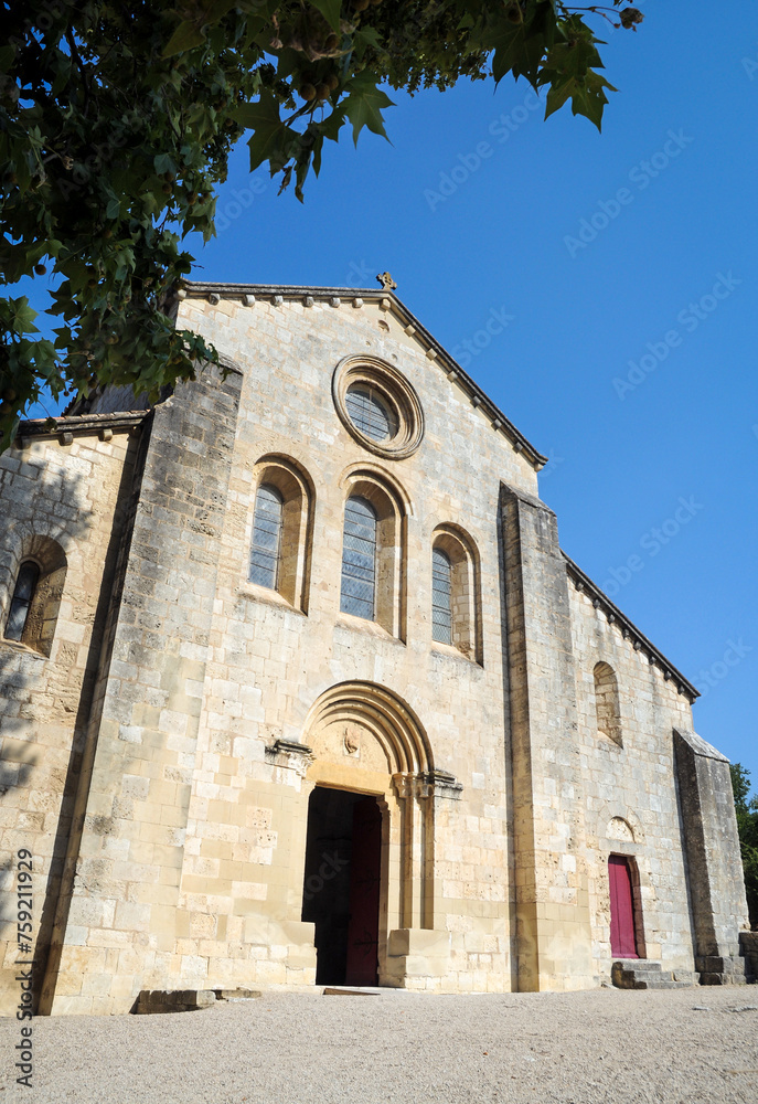 Facade of church of Silvacane Abbey, former Cistercian monastery in municipality of La Roque-d'Antheron, France