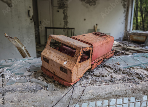 Photos Toy car in sanatorium called Solnechny - Sunny in Pripyat ghost city in Chernoby