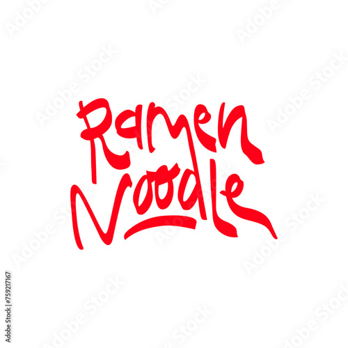 Ramen noodle hand drawn lettering text