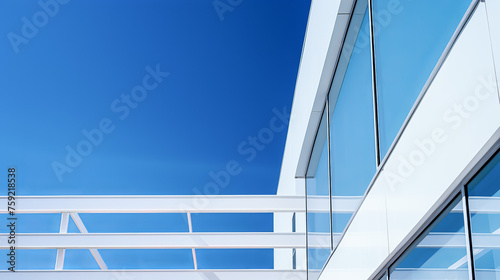 Architecture modern building design close up. White building against the blue sky.