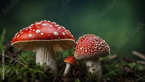 close up macro photo of mushrooms in forest © Vugar & Salekh