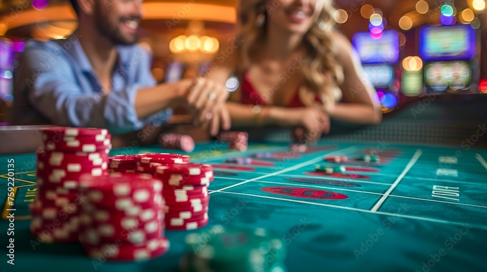 Joyful Man Playing Craps at Casino. Generative ai Joyful Man Playing Craps at Casino. Generative ai