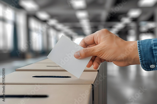 Person Inserting Piece of Paper in Voting Box