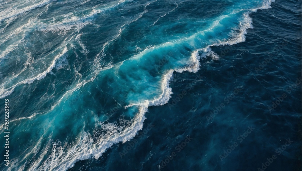 Aerial views over crashing sea waves on rocking ocean crop