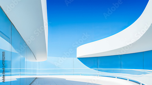 Architecture modern building design close up. White building against the blue sky.