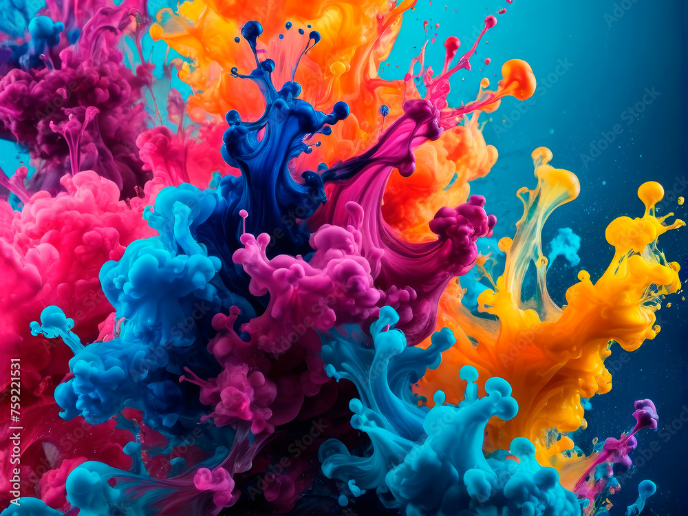 Abstract colorful background, random multicolored splashes