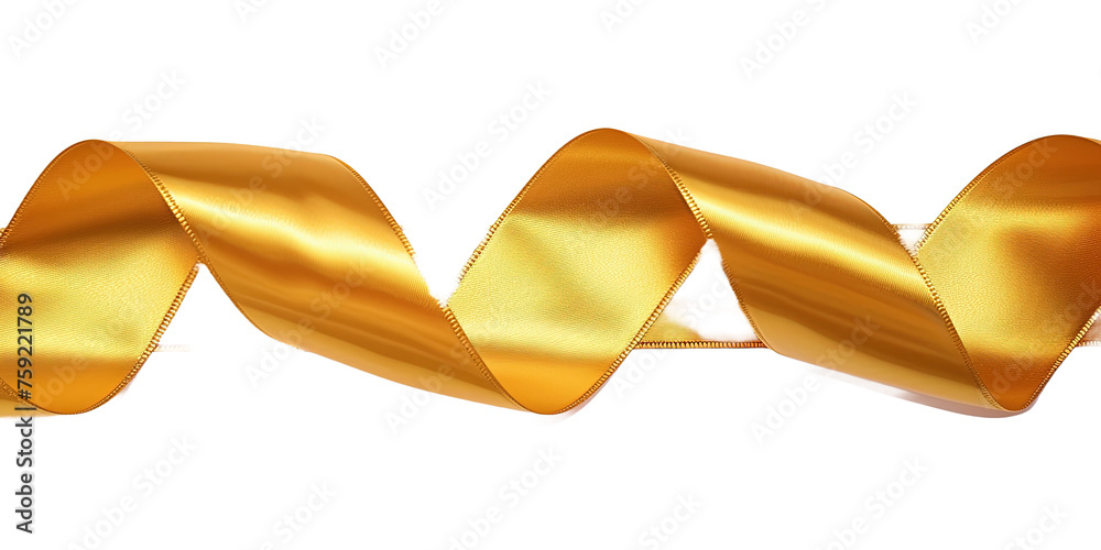 Gold satin ribbon isolated on white or transparent background Gold satin ribbon isolated on white or transparent background
