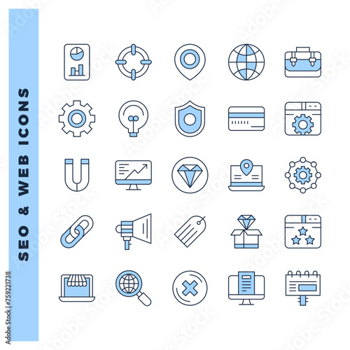 25 SEO & WEB Two Color icon pack. vector illustration.