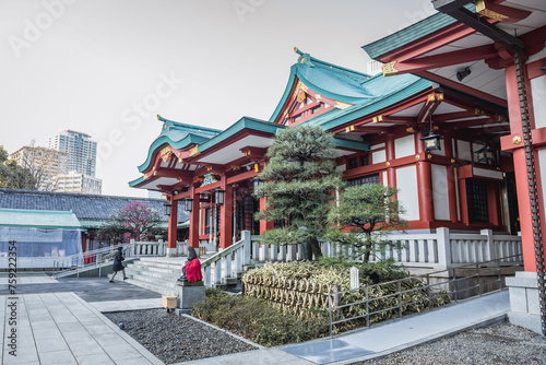 Main building of Hie Shrine, shinto shrine in Tokyo capital city, Japan photo
