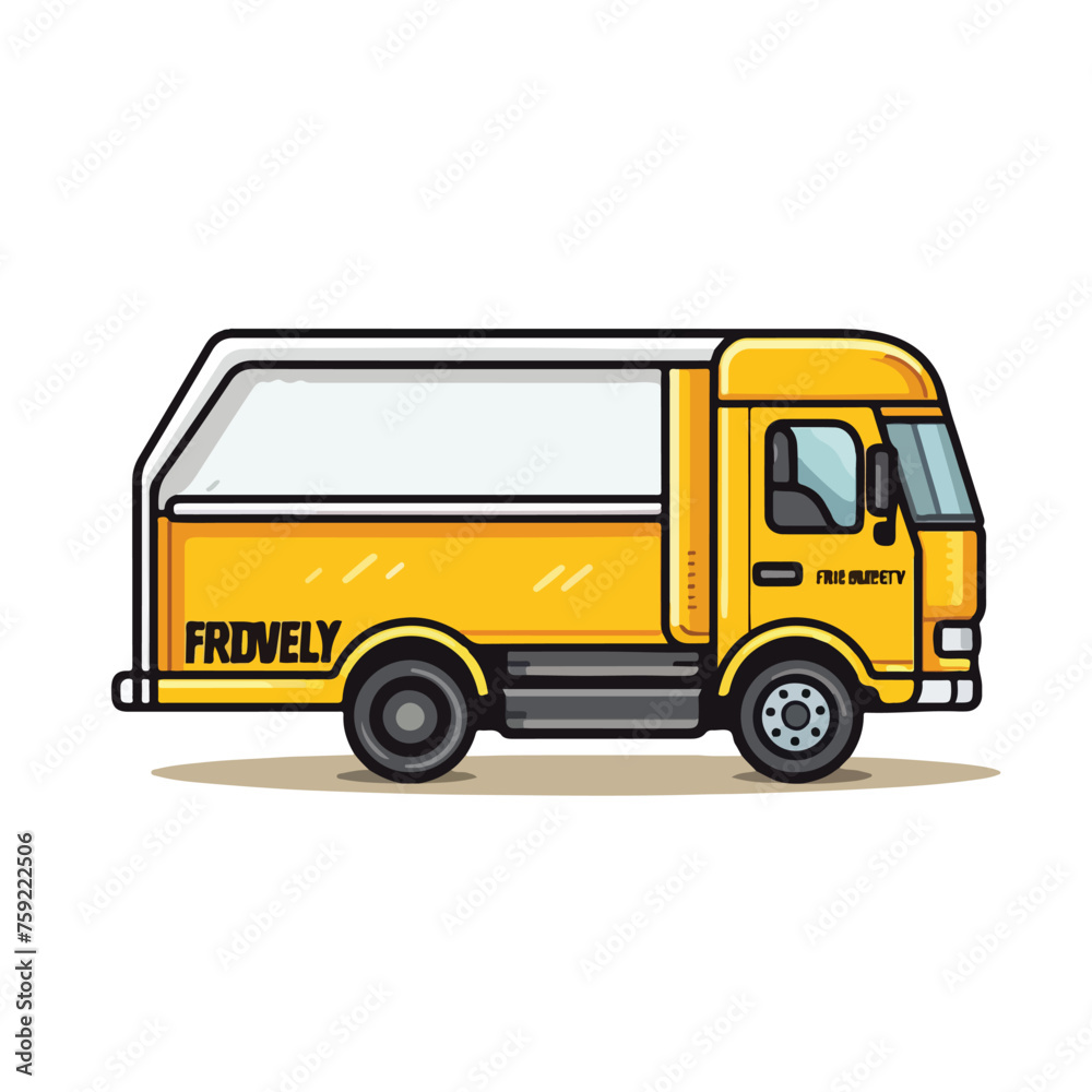 free delivery truck sticker flat vector illustratio