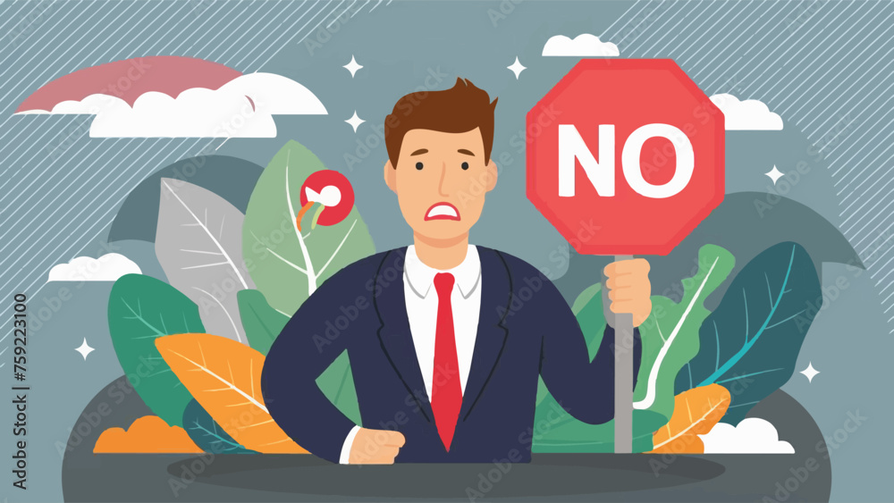 Businessman Holding Stop Sign with NO Word: Rejecting, Disagreeing ...