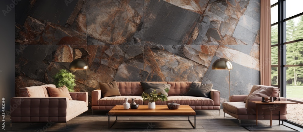 Modern decorative wall design with luxury stone pattern.