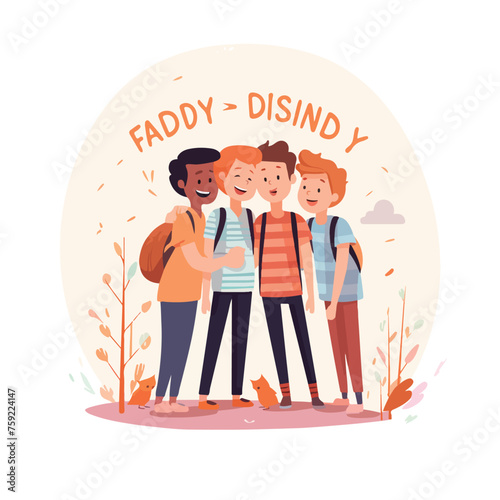 friendship day card flat vector illustration isloat