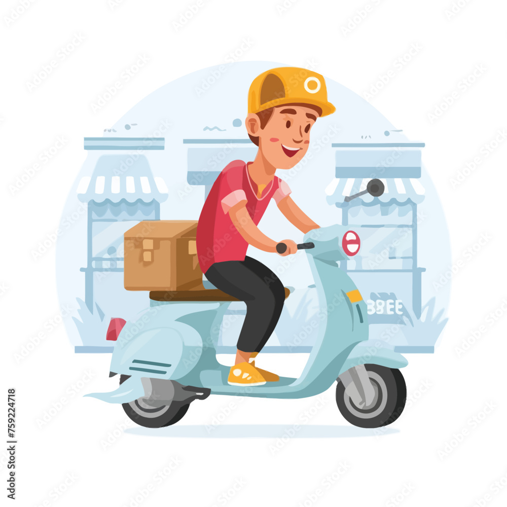 2d vector illustration A courier wearing a shirt is delivering a package mobile with location gps
2d vector illustration A courier wearing a shirt is delivering a package mobile with location gps
