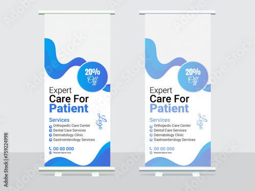 modern beautiful medical roll up banner design template
