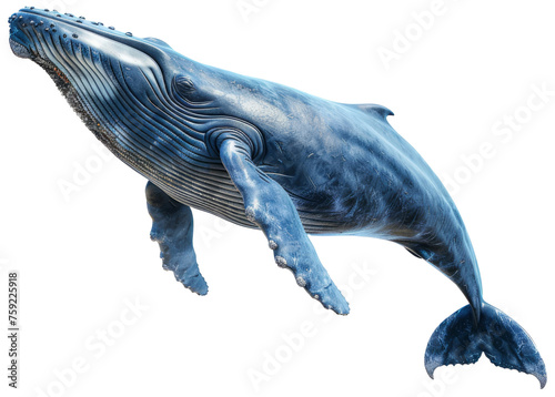 Majestic Blue Whale Swimming in the Dark Ocean Waters