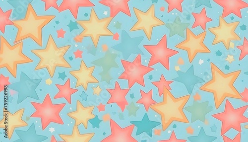Pastel Star Seamless Pattern for Design created with generative ai