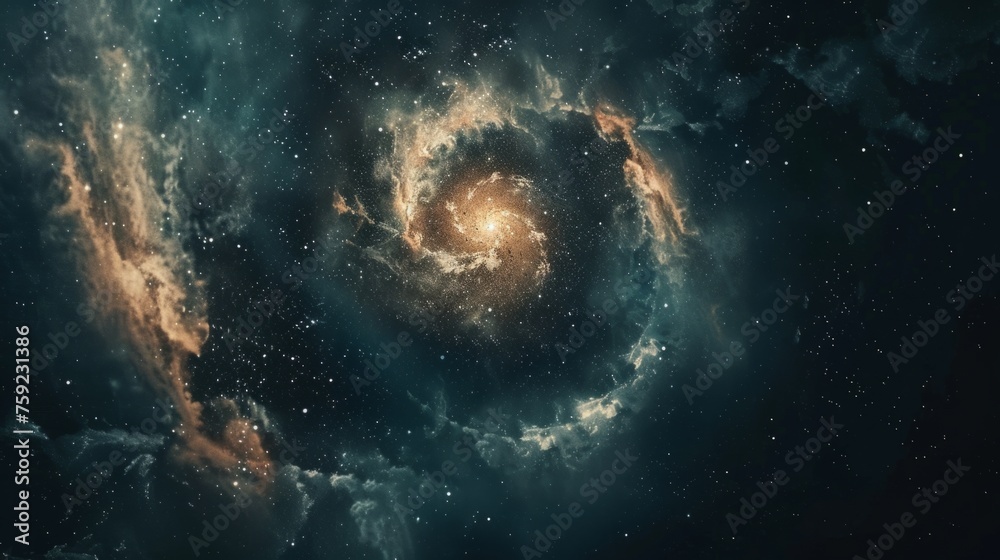 spiral galaxy and stars generative ai - obrazy, fototapety, plakaty 