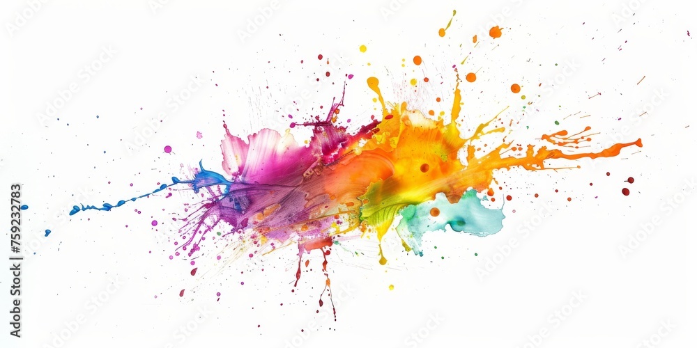 A spectrum of watercolor splashes dances across a white backdrop, embodying the joyful chaos of creativity.