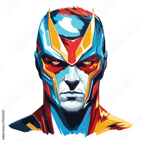 head superhero pop art flat vector illustration isl photo
