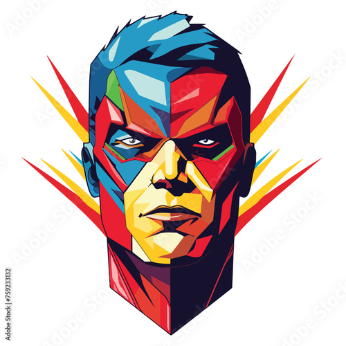 head superhero pop art flat vector illustration isl photo