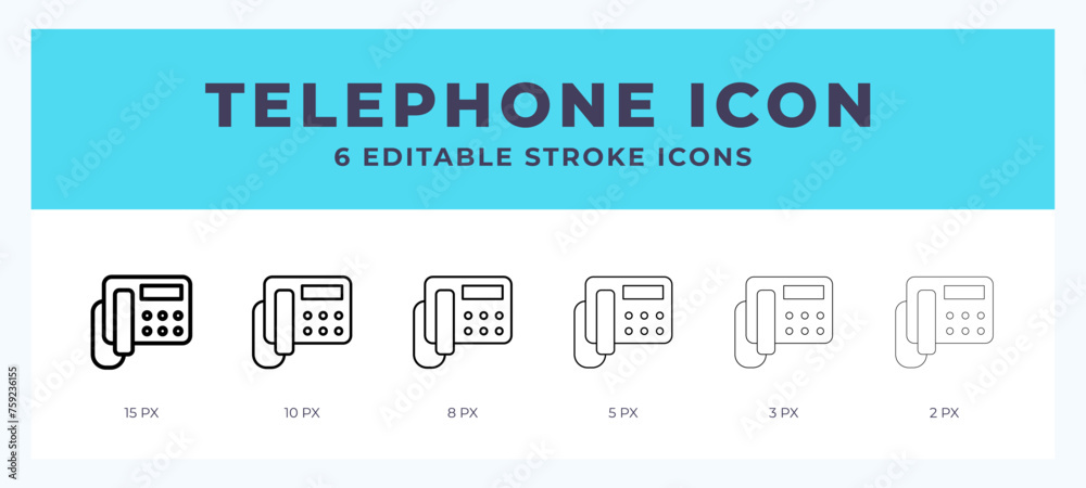Telephone icon vector illustration. With editable stroke for web. App and more. Telephone icon vector illustration. With editable stroke for web. App and more.