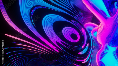 Abstract neon waves and fluid shapes in motion