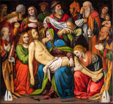 MILAN, ITALY - MARCH 7, 2024: The renaissance painting of Deposition of Christ - Cappella della Passione in San Giorgio in Palazo church by Bernardino Luini (1516).