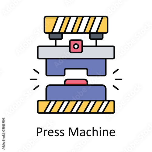 Press Machine vector filled outline icon design illustration. Manufacturing units symbol on White background EPS 10 File