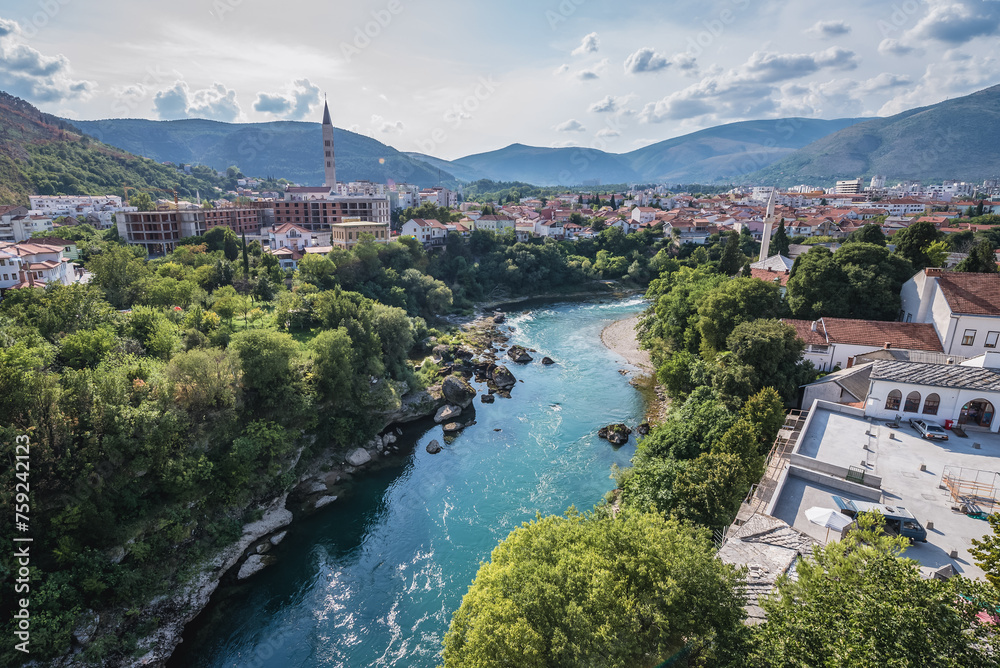 Aerial view on Mostar city, Bosnia and Herzegovina