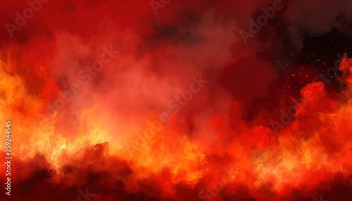 fiery red dramatic sky fire war explosion catastrophe flame horror concept web banner bloody red background with copy space for design © Joseph