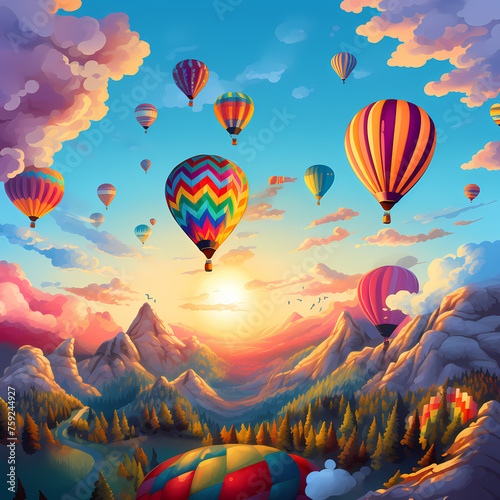 A colorful hot air balloon festival in the sky. 