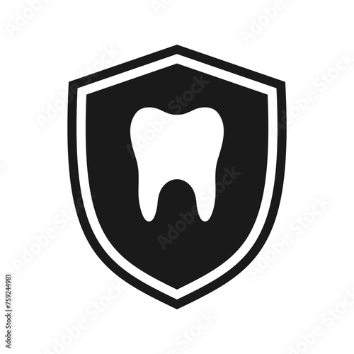 Shield icon with tooth, illustration