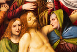 MILAN, ITALY - MARCH 7, 2024: The detail of renaissance painting of Deposition of Christ - Cappella della Passione in San Giorgio in Palazo church by Bernardino Luini (1516).