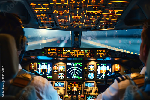 Two Pilots in the Cockpit of an Airplane