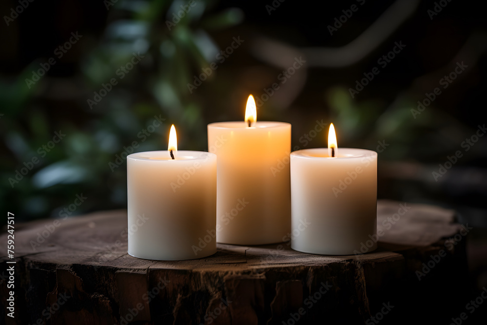 Lit candles on dark background Lit candles on dark background